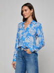 HOLLY BLOUSE IN REGATTA BLUE AND IVORY PAISLEY