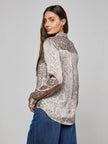 TYLER SILK BLOUSE IN GREY MULTI PATCH LEOPARD
