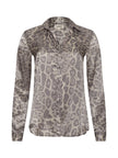 TYLER SILK BLOUSE IN GREY MULTI PATCH LEOPARD