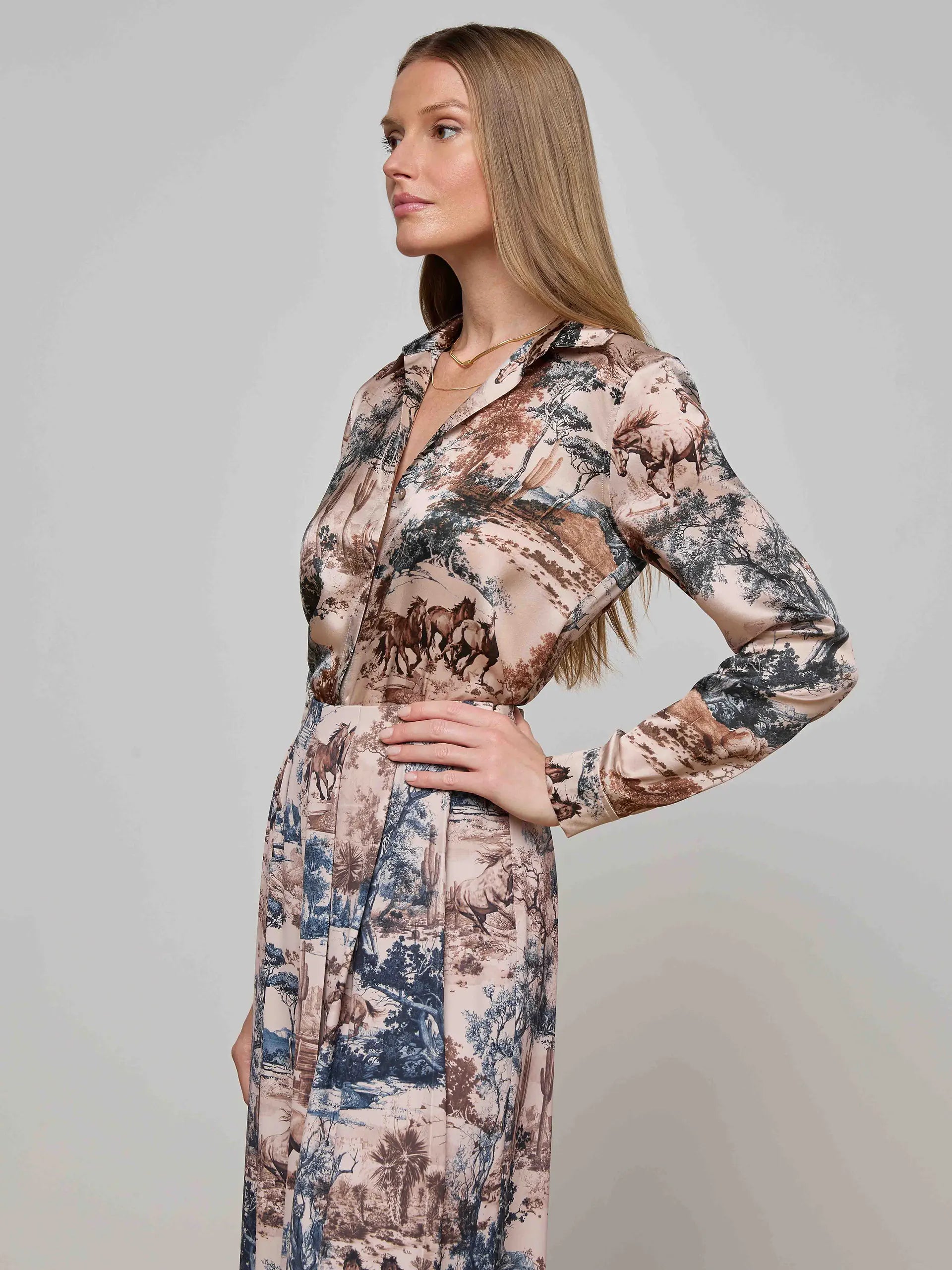 TYLER SILK BLOUSE IN WESTERN TOILE