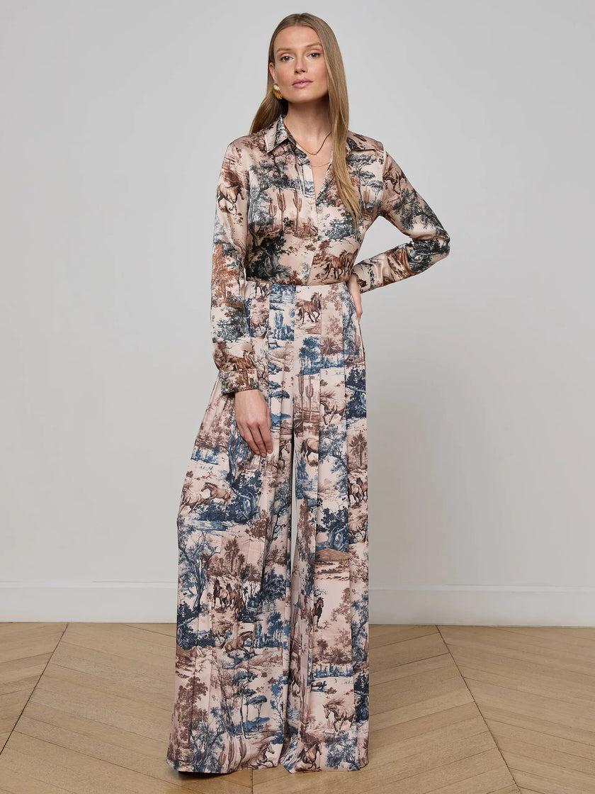TYLER SILK BLOUSE IN WESTERN TOILE