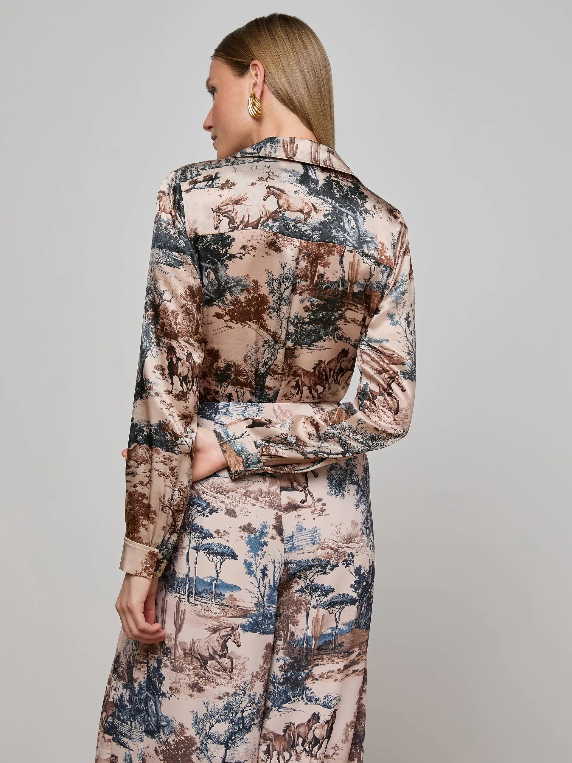TYLER SILK BLOUSE IN WESTERN TOILE