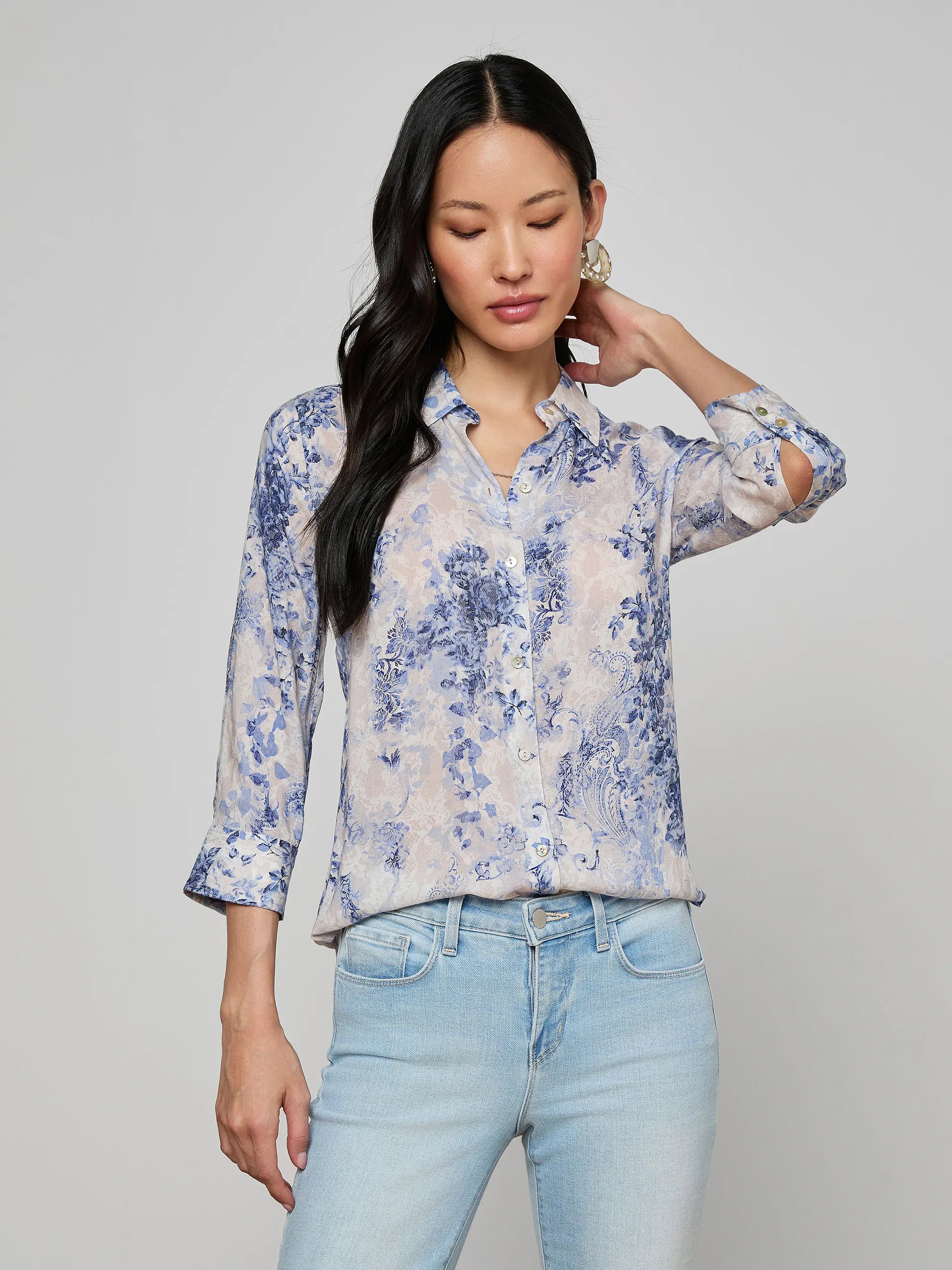 CAMILLE BLOUSE IN WATERCOLOR LACE PAISLEY