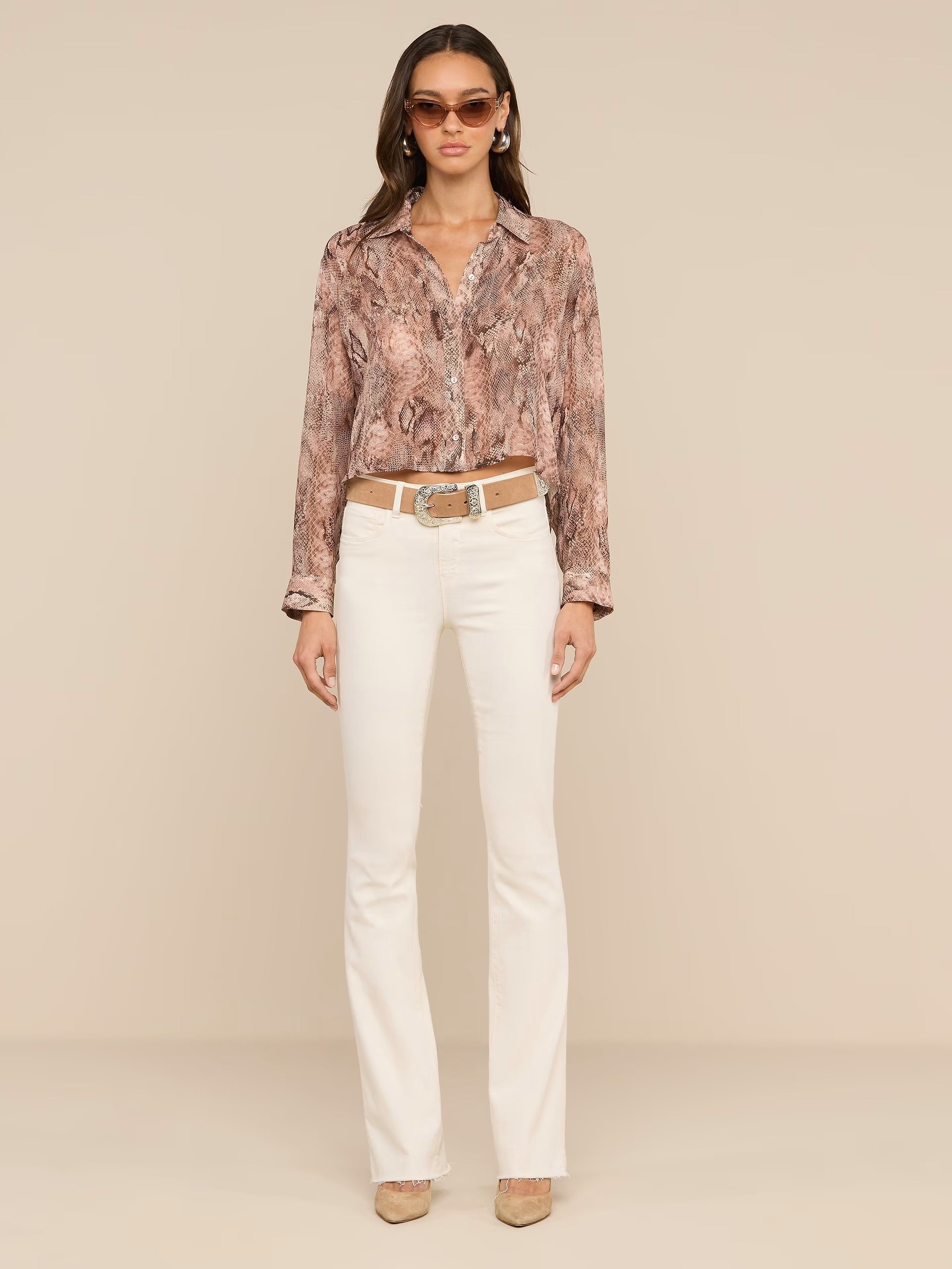 COSETTE SHIRT IN MAUVE MULTI WESTERN SNAKE PRINT