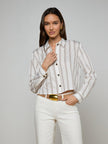 COSETTE SHIRT IN IVORY KHAKI BLACK STRIPE