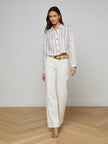 COSETTE SHIRT IN IVORY KHAKI BLACK STRIPE