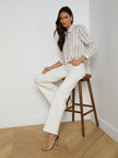 COSETTE SHIRT IN IVORY KHAKI BLACK STRIPE