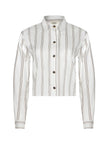 COSETTE SHIRT IN IVORY KHAKI BLACK STRIPE