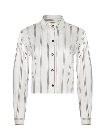 COSETTE SHIRT IN IVORY KHAKI BLACK STRIPE