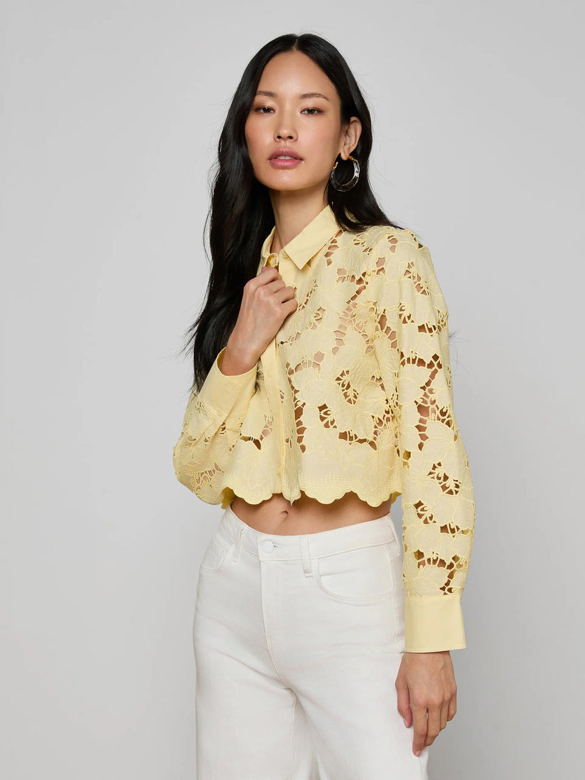 SEYCHELLE CROPPED EYELET BLOUSE