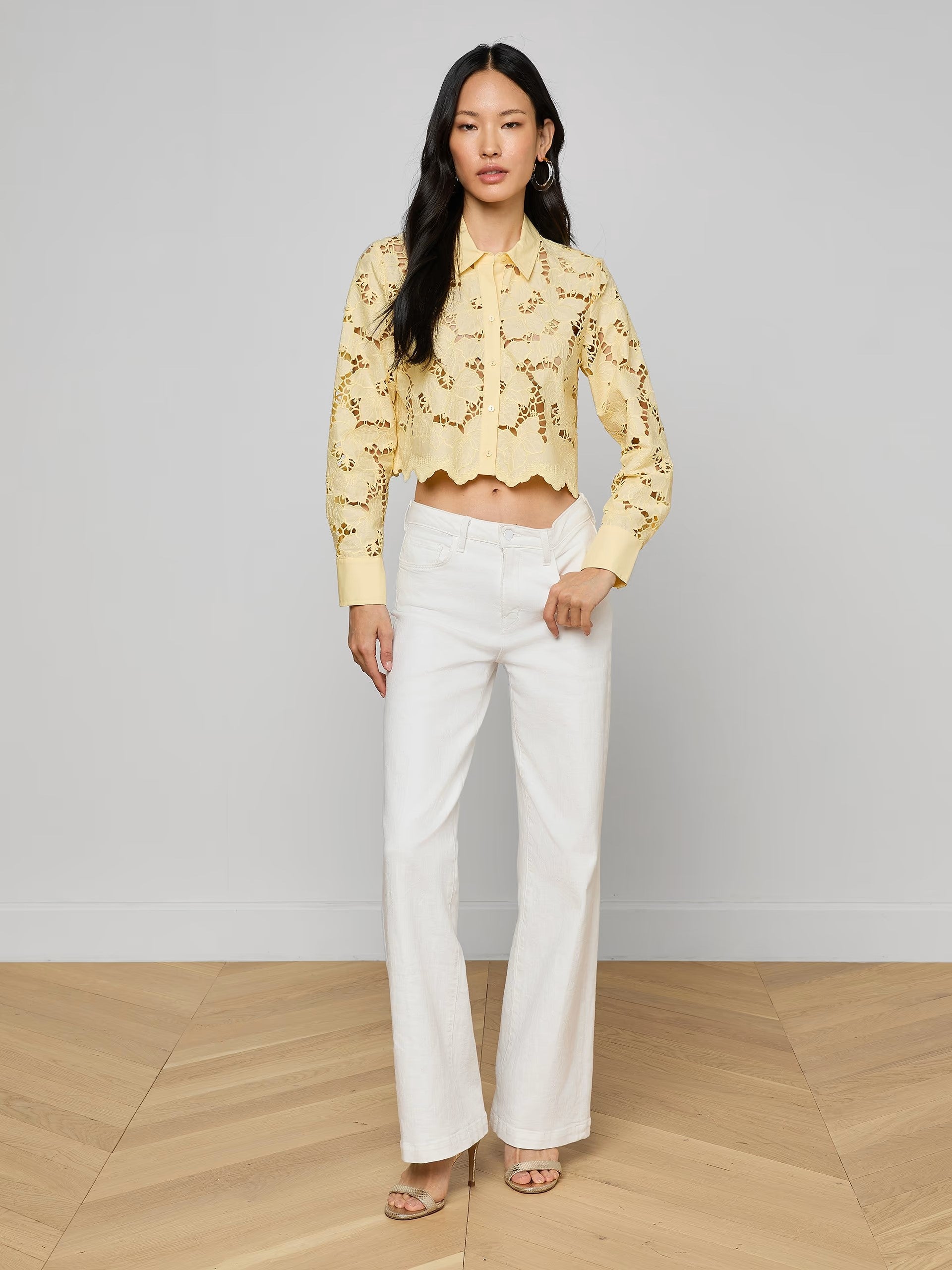 SEYCHELLE CROPPED EYELET BLOUSE