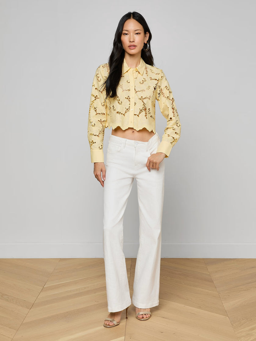SEYCHELLE CROPPED EYELET BLOUSE