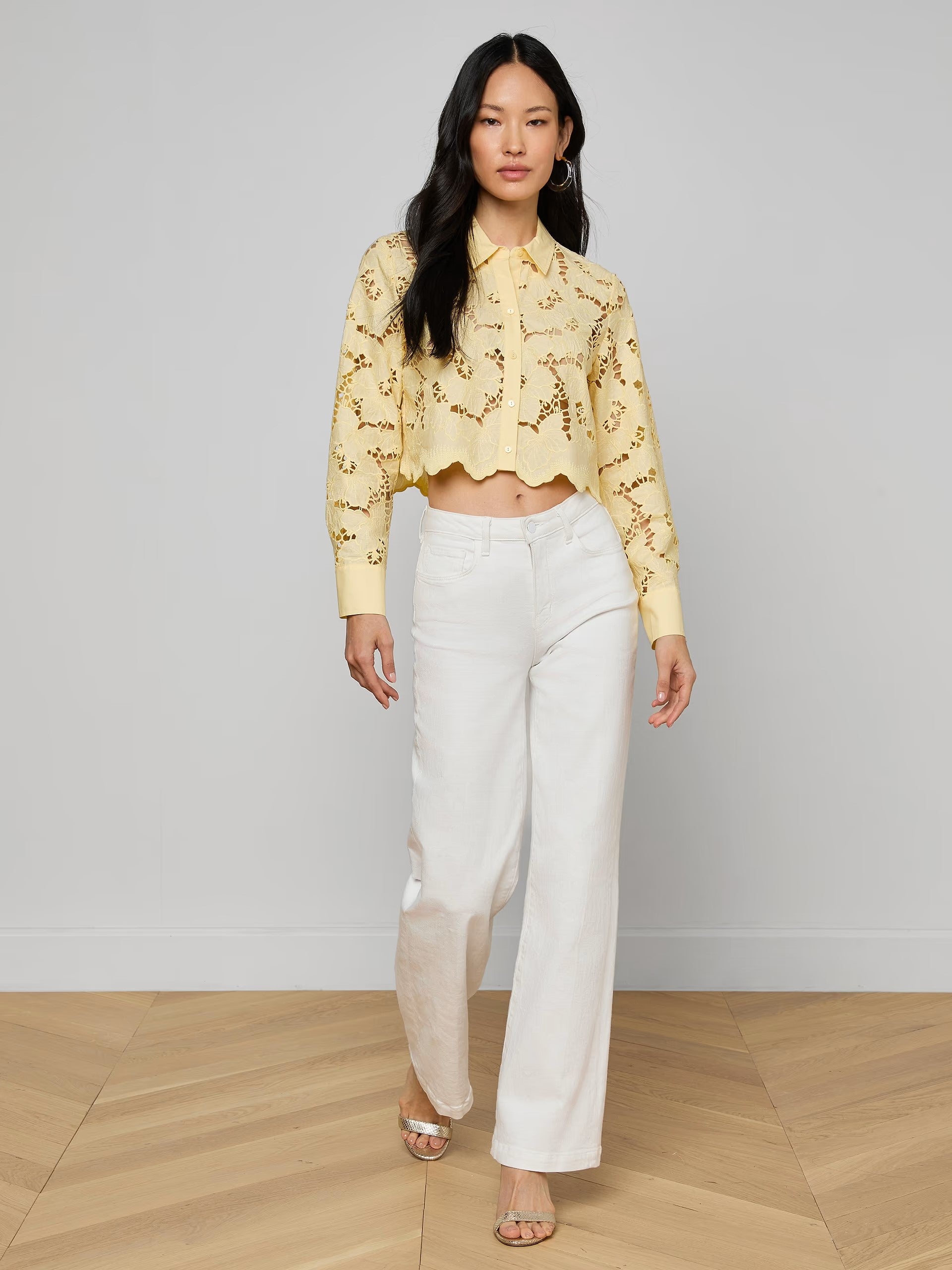 SEYCHELLE CROPPED EYELET BLOUSE