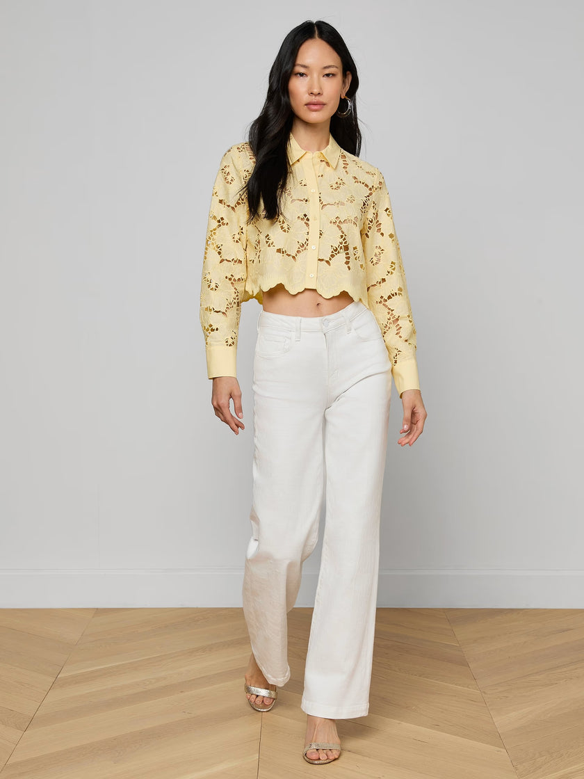 SEYCHELLE CROPPED EYELET BLOUSE