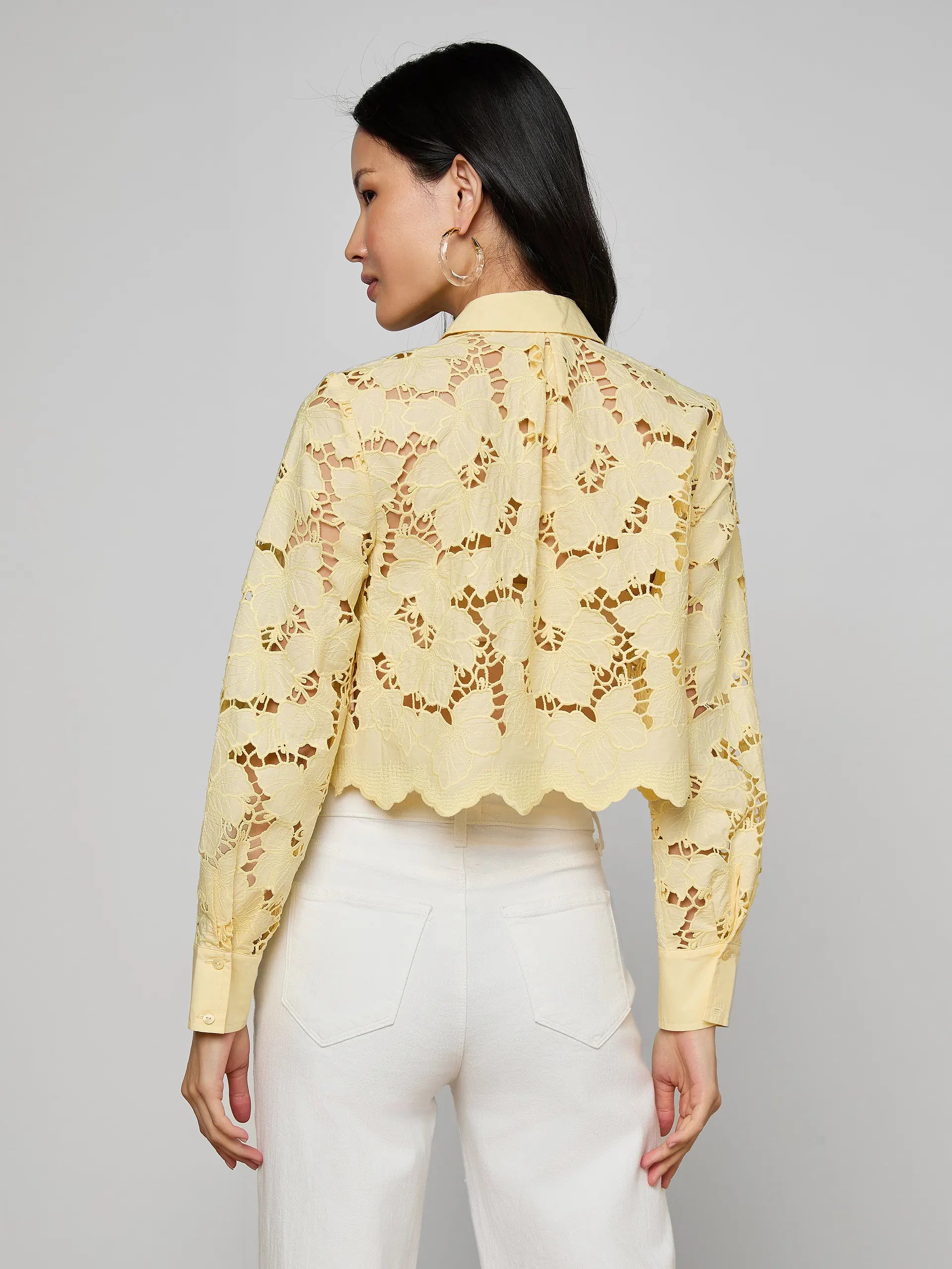 SEYCHELLE CROPPED EYELET BLOUSE