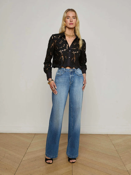 SEYCHELLE CROPPED LACE BLOUSE