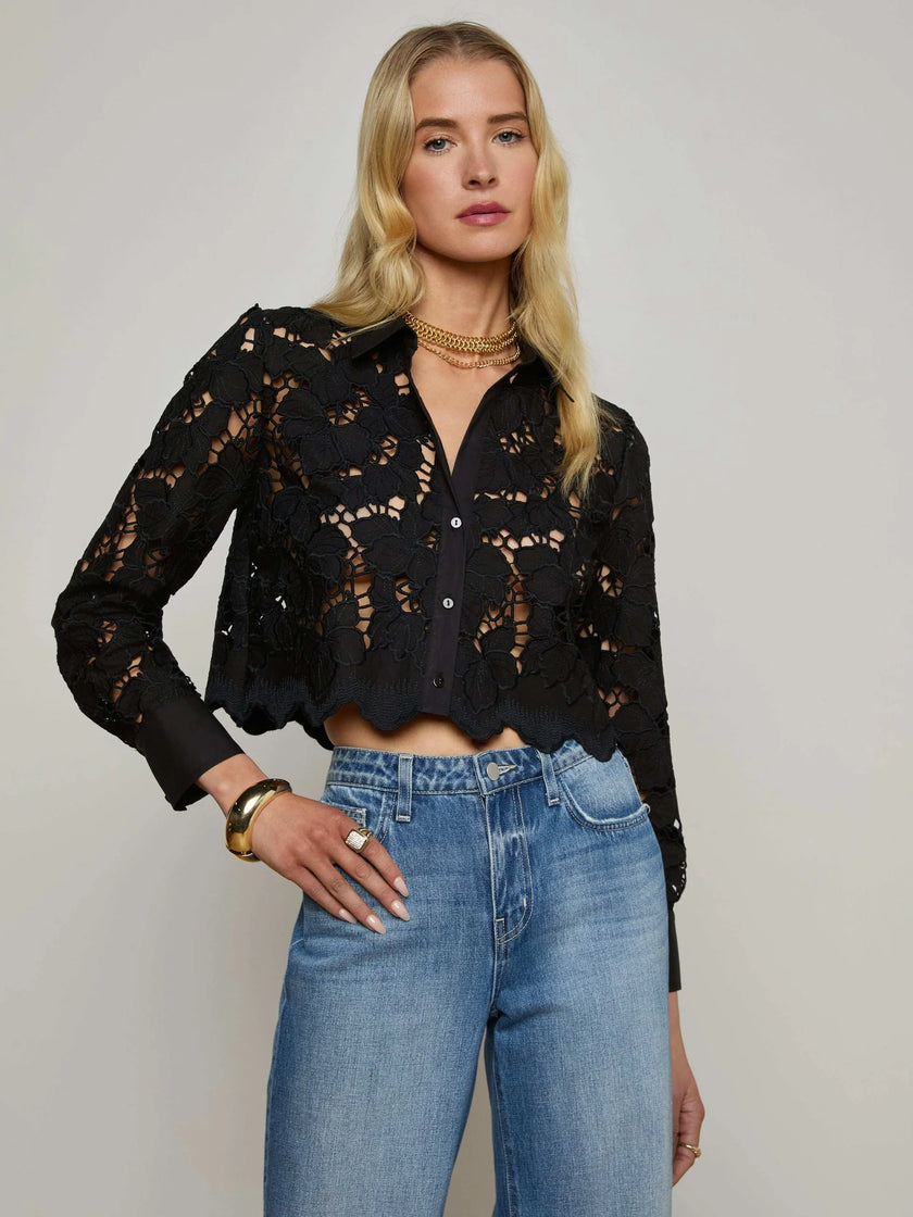 SEYCHELLE CROPPED LACE BLOUSE