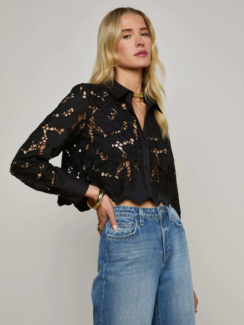 SEYCHELLE CROPPED LACE BLOUSE