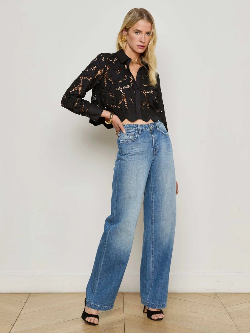 SEYCHELLE CROPPED LACE BLOUSE