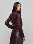 MAIA FLORAL LACE BLOUSE IN DARK MALBEC