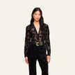 LAURENT VELVET BLOUSE IN BLACK BUTTERFLY