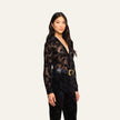 LAURENT VELVET BLOUSE IN BLACK BUTTERFLY