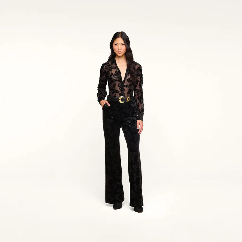 LAURENT VELVET BLOUSE IN BLACK BUTTERFLY