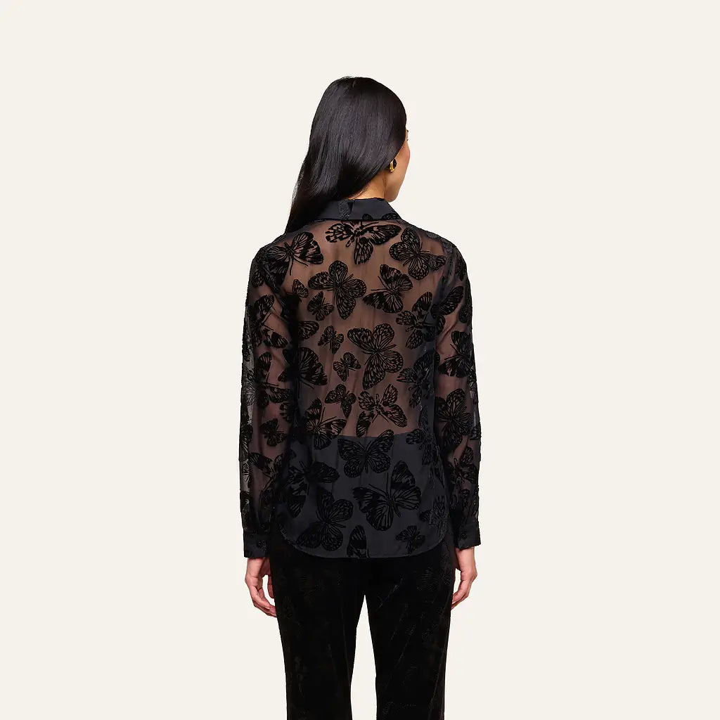 LAURENT VELVET BLOUSE IN BLACK BUTTERFLY