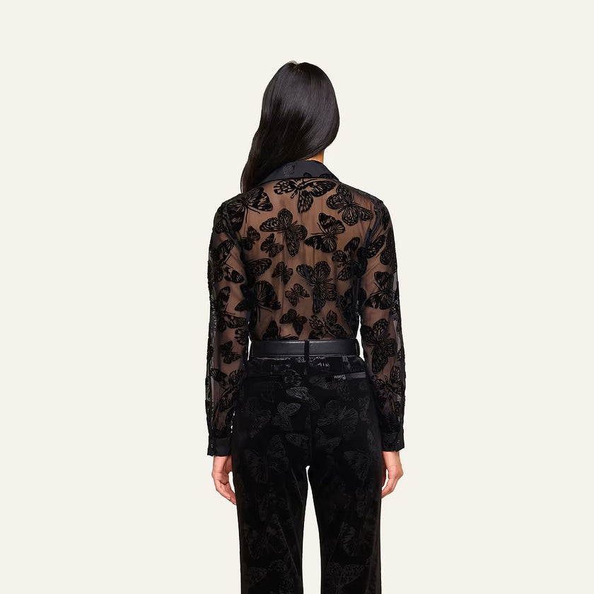 LAURENT VELVET BLOUSE IN BLACK BUTTERFLY