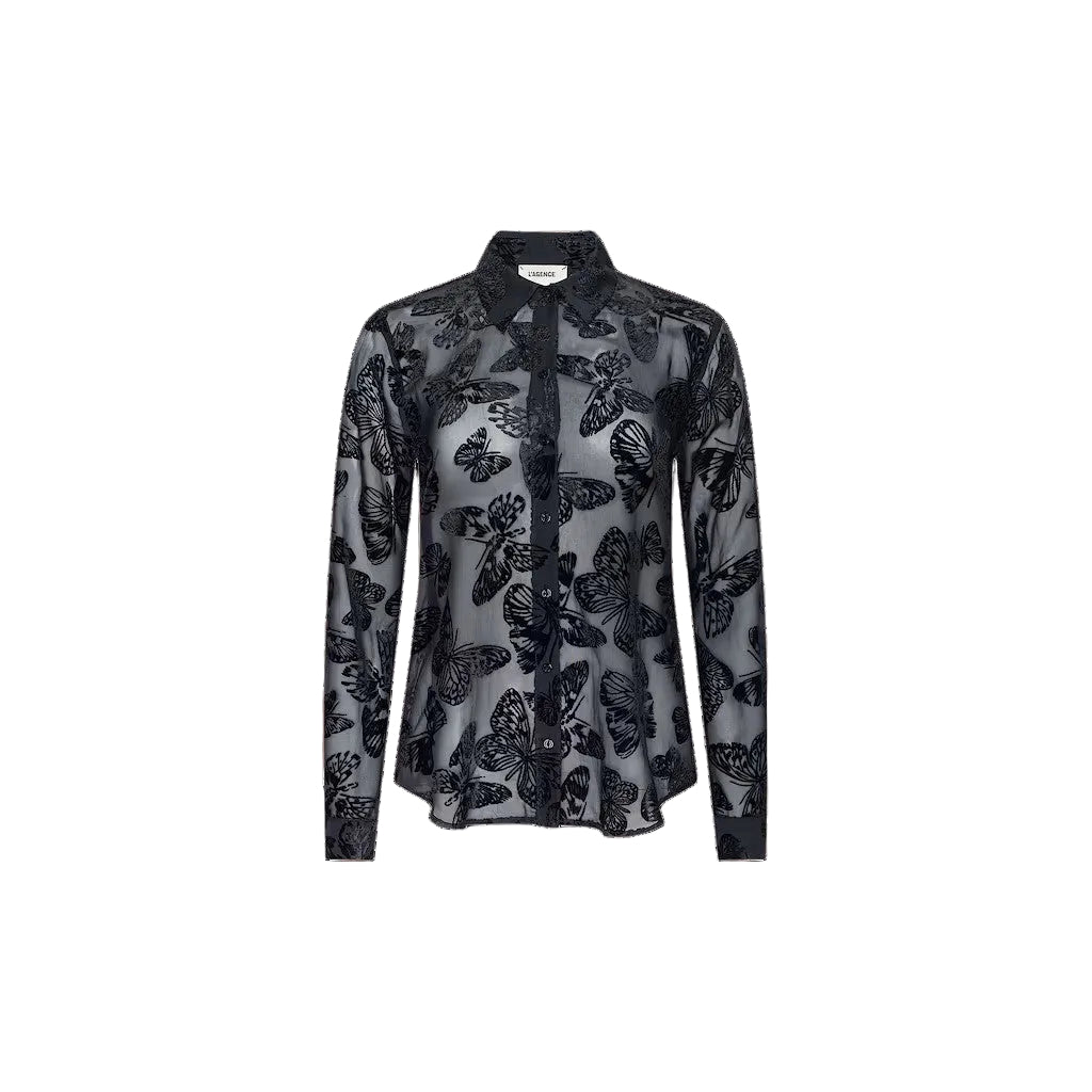LAURENT VELVET BLOUSE IN BLACK BUTTERFLY
