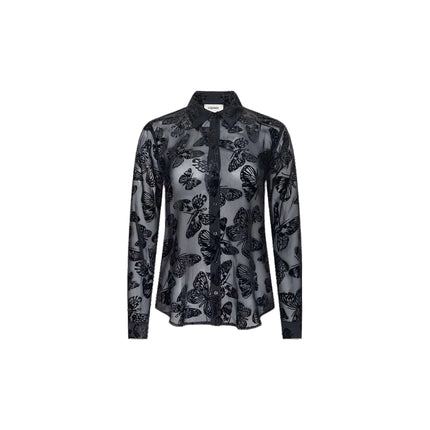 LAURENT VELVET BLOUSE IN BLACK BUTTERFLY