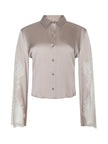 CAPRI LACE SLEEVE BLOUSE IN FEATHER GREY