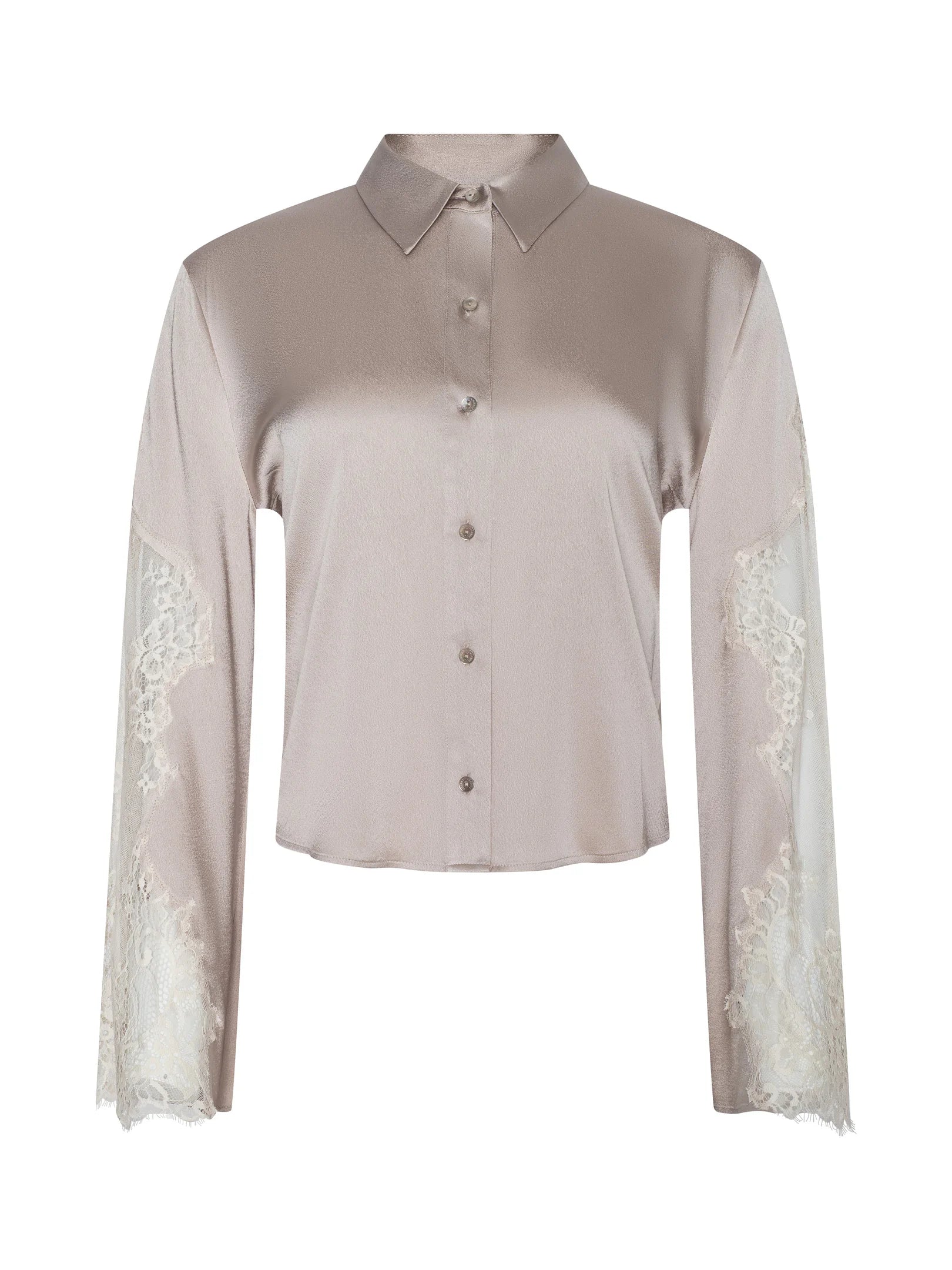 CAPRI LACE SLEEVE BLOUSE IN FEATHER GREY