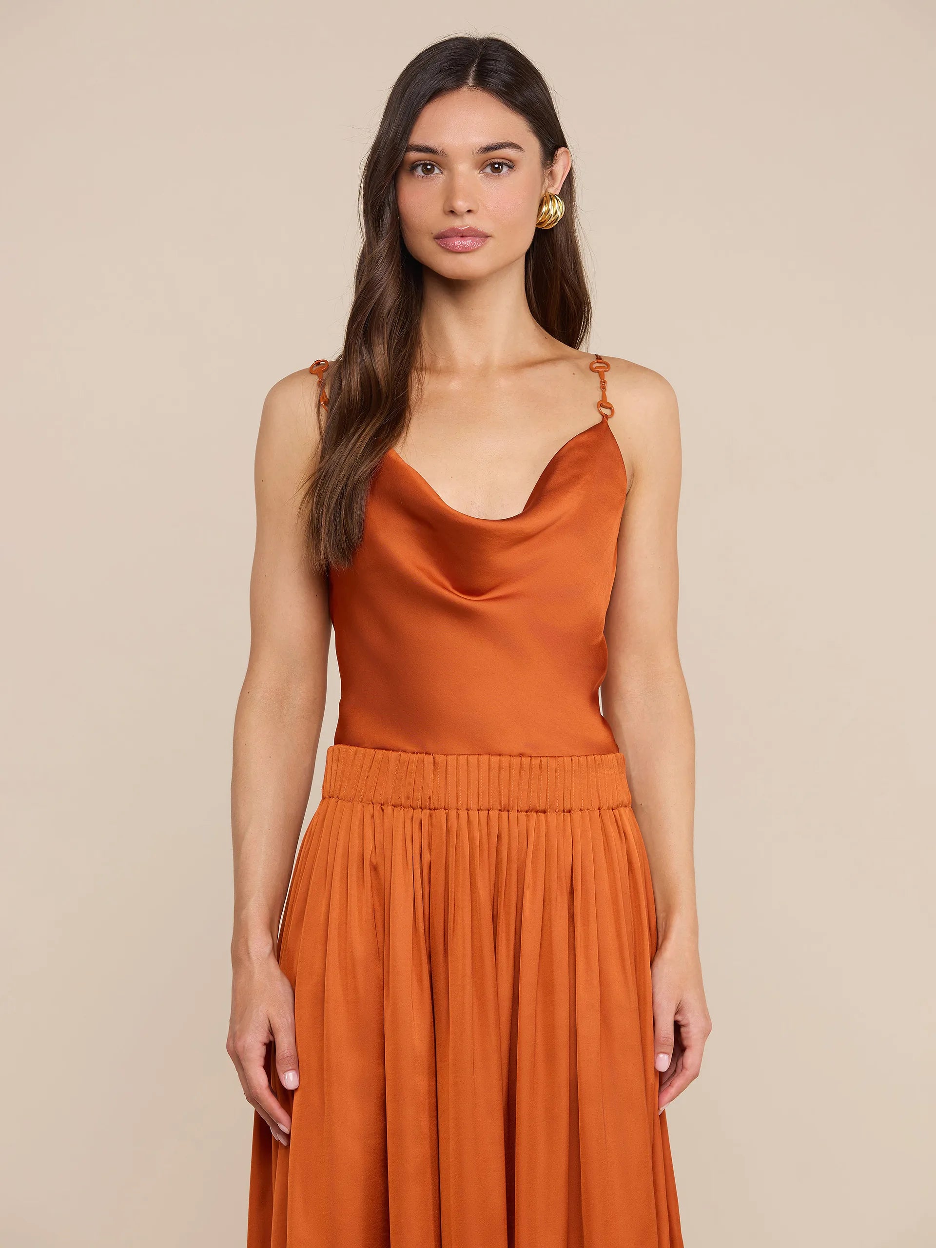 CALISTA SATIN CAMISOLE IN SIENNA