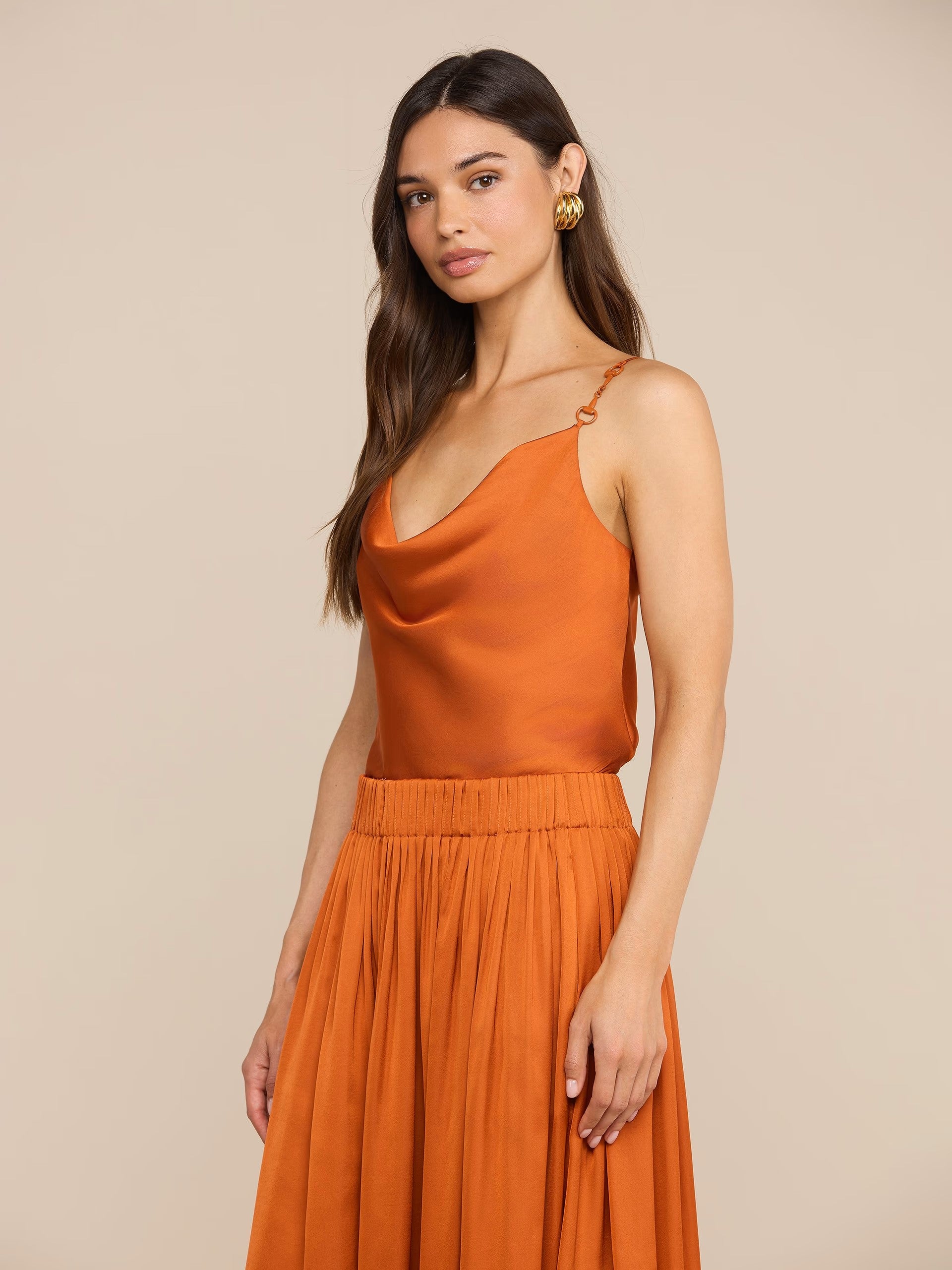 CALISTA SATIN CAMISOLE IN SIENNA