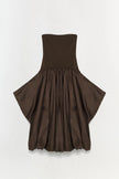 IZZY STRAPLESS TAFFETA MIDI DRESS