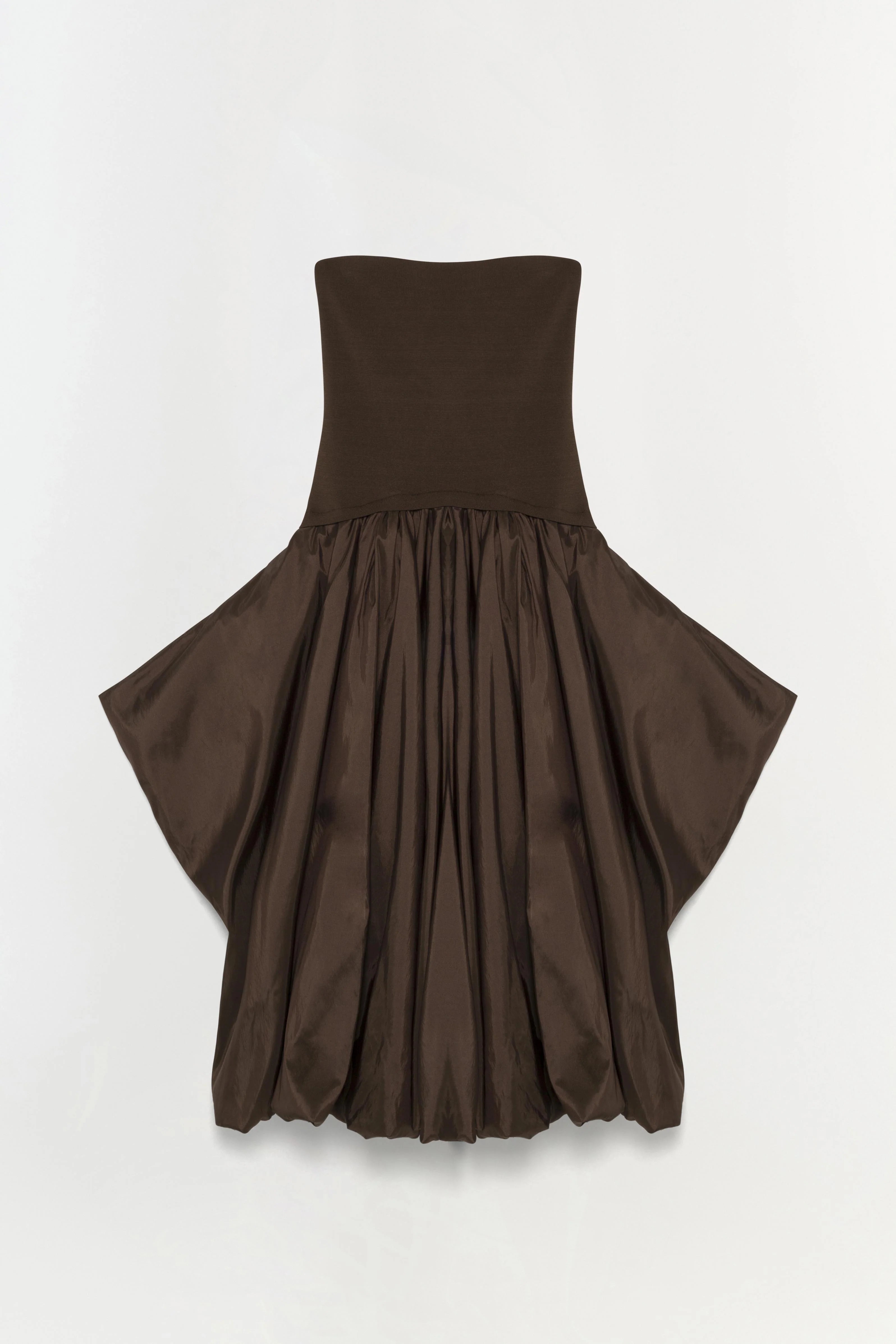 IZZY STRAPLESS TAFFETA MIDI DRESS
