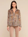 NINA SILK BLOUSE IN BROWN MULTI HOUNDSTOOTH KEY