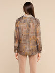 NINA SILK BLOUSE IN BROWN MULTI HOUNDSTOOTH KEY