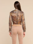 NINA SILK BLOUSE IN BROWN MULTI HOUNDSTOOTH KEY