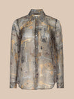 NINA SILK BLOUSE IN BROWN MULTI HOUNDSTOOTH KEY