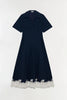 NERRIS COTTON FAILLE LACE MIDI DRESS