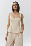 APRIL COTTON FAILLE BUSTIER TOP