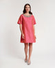 TABBY SHIFT DRESS IN CORAL DUPIONI
