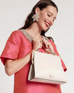 TABBY SHIFT DRESS IN CORAL DUPIONI