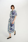LYNN KAFTAN SHORT SLEEVE BLUE FLORAL PRINTED MIDI