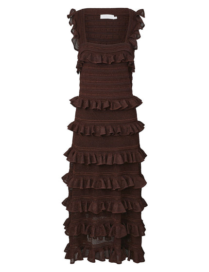 HYPNOTIC LACE FRILL MIDI DRESS