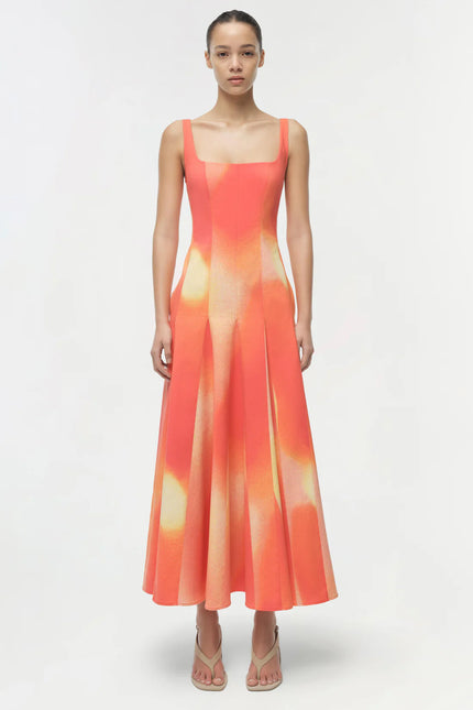 LARA MIDI DRESS IN GOLDEN HOUR SUNSET