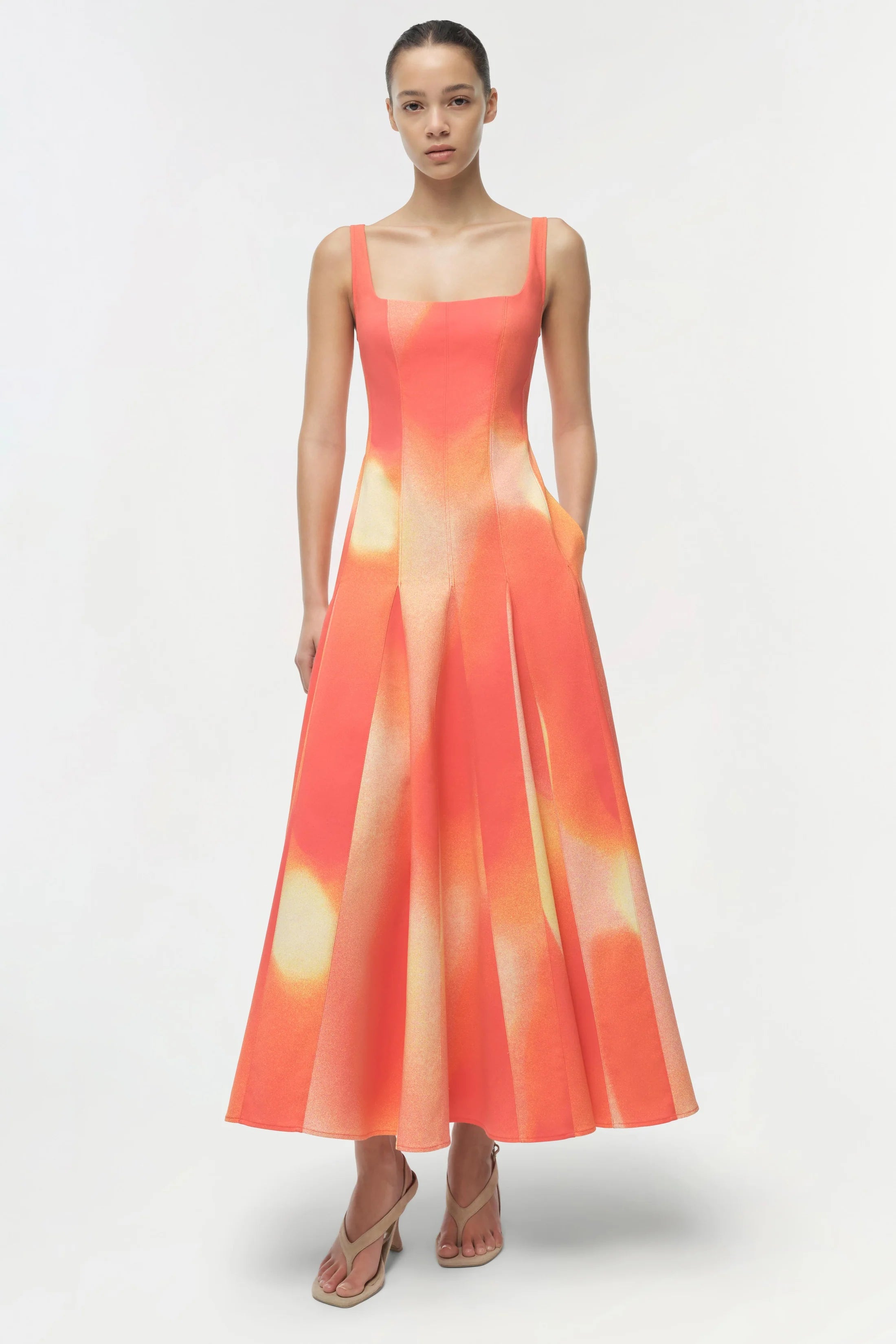 LARA MIDI DRESS IN GOLDEN HOUR SUNSET