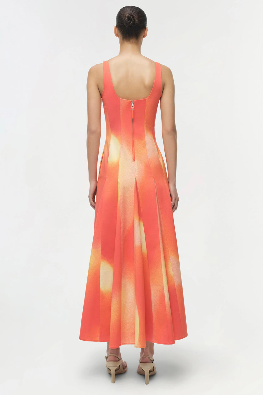 LARA MIDI DRESS IN GOLDEN HOUR SUNSET